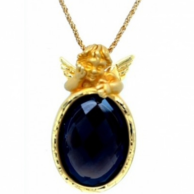 14k Gold Whimsical Cherub Smoky Topaz Heavily Enca